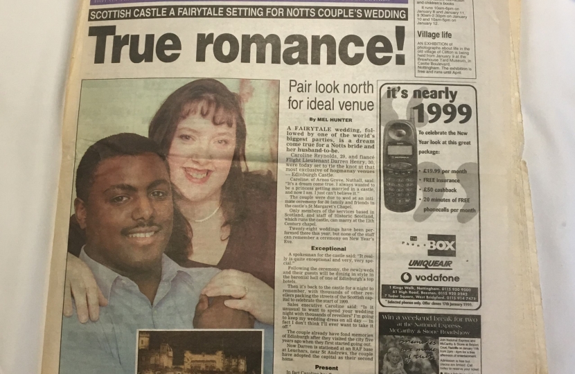 Darren Henry with Caroline - True romance