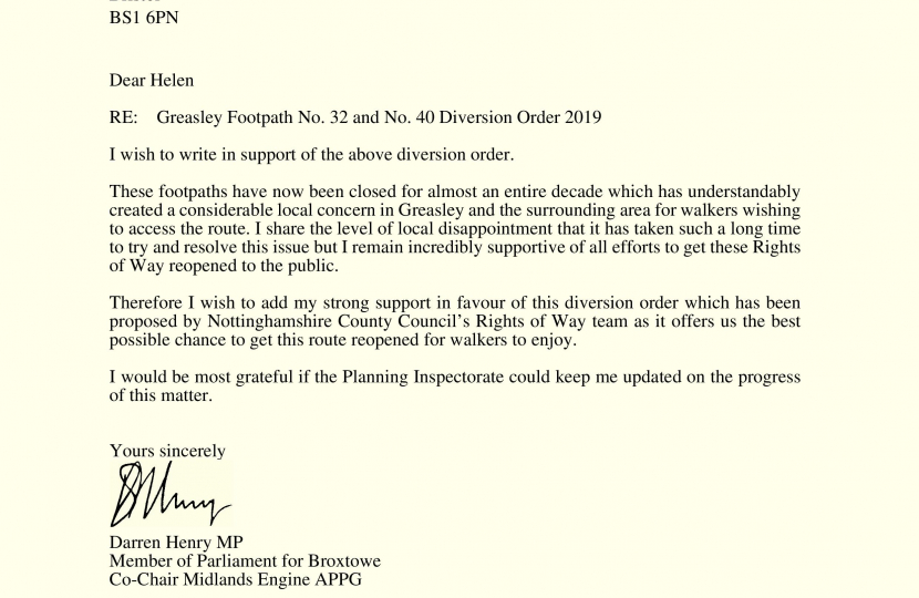 Letter to Planning Inspectorate