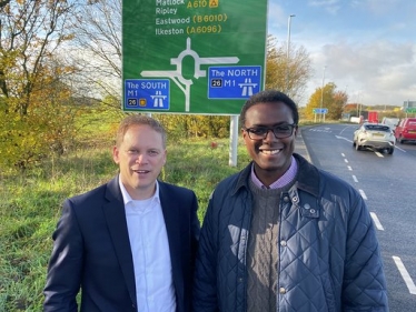 Darren Henry with Grant Shapps M1 Junction 26 Broxtowe